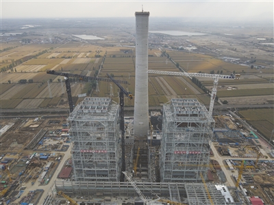 图为晋北基地同热三期2×100万千瓦煤电工程项目建设现场。贾晓龙摄