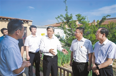 8月11日,副省长、市委书记朱晓东在平城区白登山街道金家湾村调研城市近郊乡村振兴工作。张燕伟摄 8月11日,副省长、市委书记朱晓东在平城区白登山街道金家湾村调研城市近郊乡村振兴工作。张燕伟摄