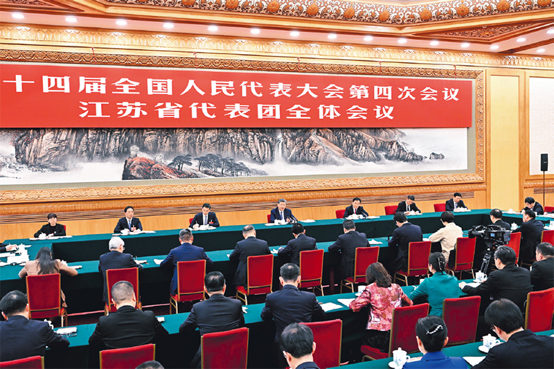 2026年3月5日下午，中共中央总书记、国家主席、中央军委主席习近平参加他所在的十四届全国人大四次会议江苏代表团审议。