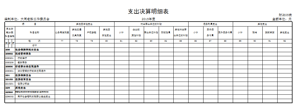 老龄办2015年支出决算明细表