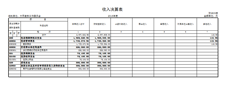 老龄办收入决算表